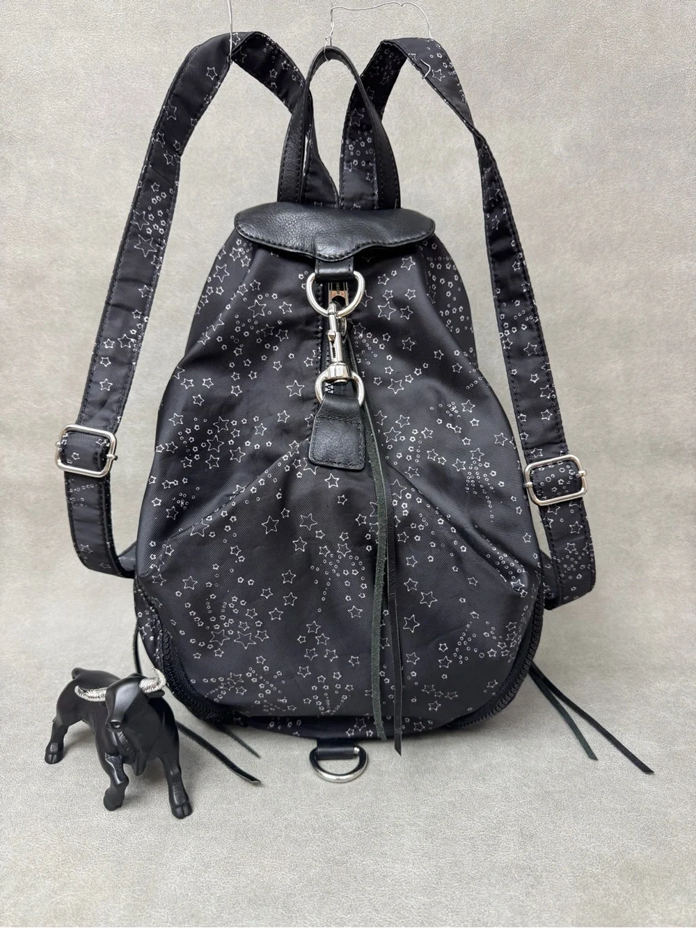 Rebecca Minkoff Black Star-Print Nylon Backpack